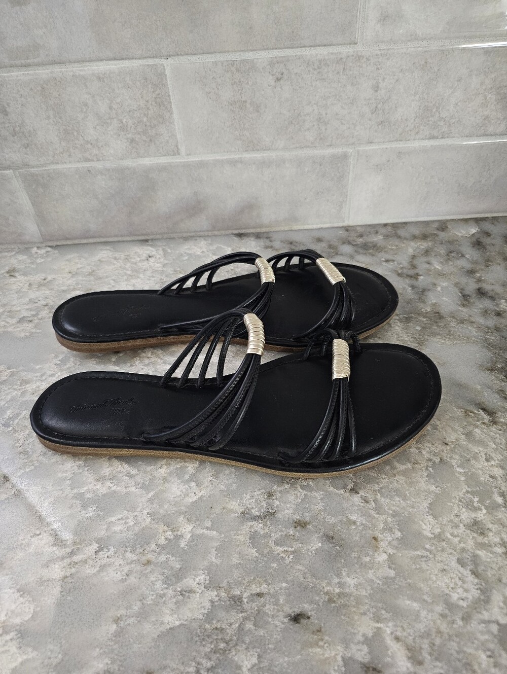 Universal Thread Aura Two Band Slide Sandals Black Size 9 Target 096075497 Flat